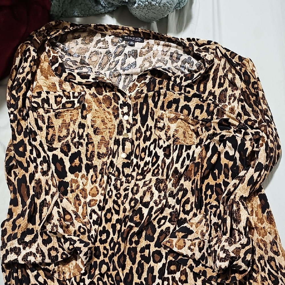 Zara Brown Tan Buttoned Polo Blouse